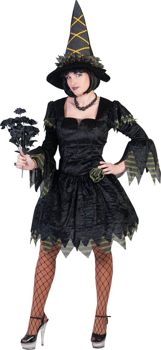 Heks & Spider Lady & Voodoo & Duistere Religie Kostuum | Lya De Heks | Vrouw | Maat 36-38 | Halloween | Verkleedkleding
